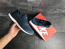 Чоловічі кросівки літні Nike Free Run 3.0 сітка,сині з білим, фото 3