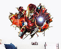 3D интерьерные виниловые наклейки на стены Железный Человек 70-50 см в детскую . Декор, Обои Марвел Мстители