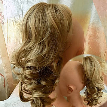 Хвіст шиньон кучерявий на крабі пісочний блонд 6871-16Н613