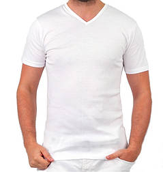 Біла футболка чоловіча спортивна річна без малюнка трикотажна бавовна (Україна)