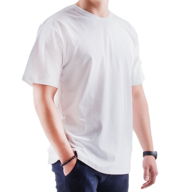 Біла футболка чоловіча спортивна річна без малюнка пряма трикотажна бавовна (Україна)