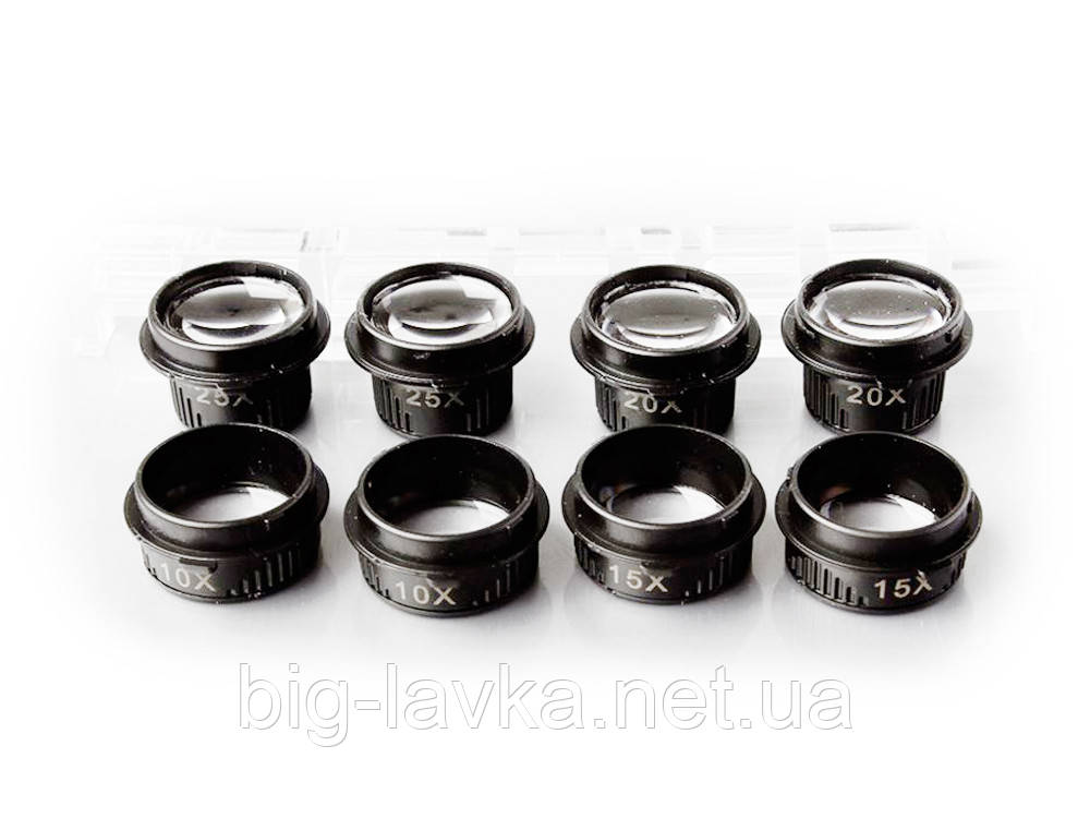 Лупа-окуляри зі світлодіодним підсвічуванням 9892GJ, збільшення 10x 15х 20x 25x, фото 1