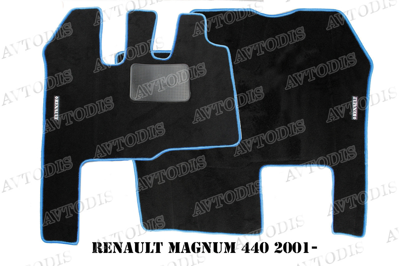 Килимки текстильні Renault Magnum 440 2001- (чорний-червоний) ЛЮКС
