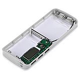 Powerbank 3x USB 1-2A + LED + Дисплей/Повербанк потрійний USB плюс ліхтарик Білий без батарей, фото 4