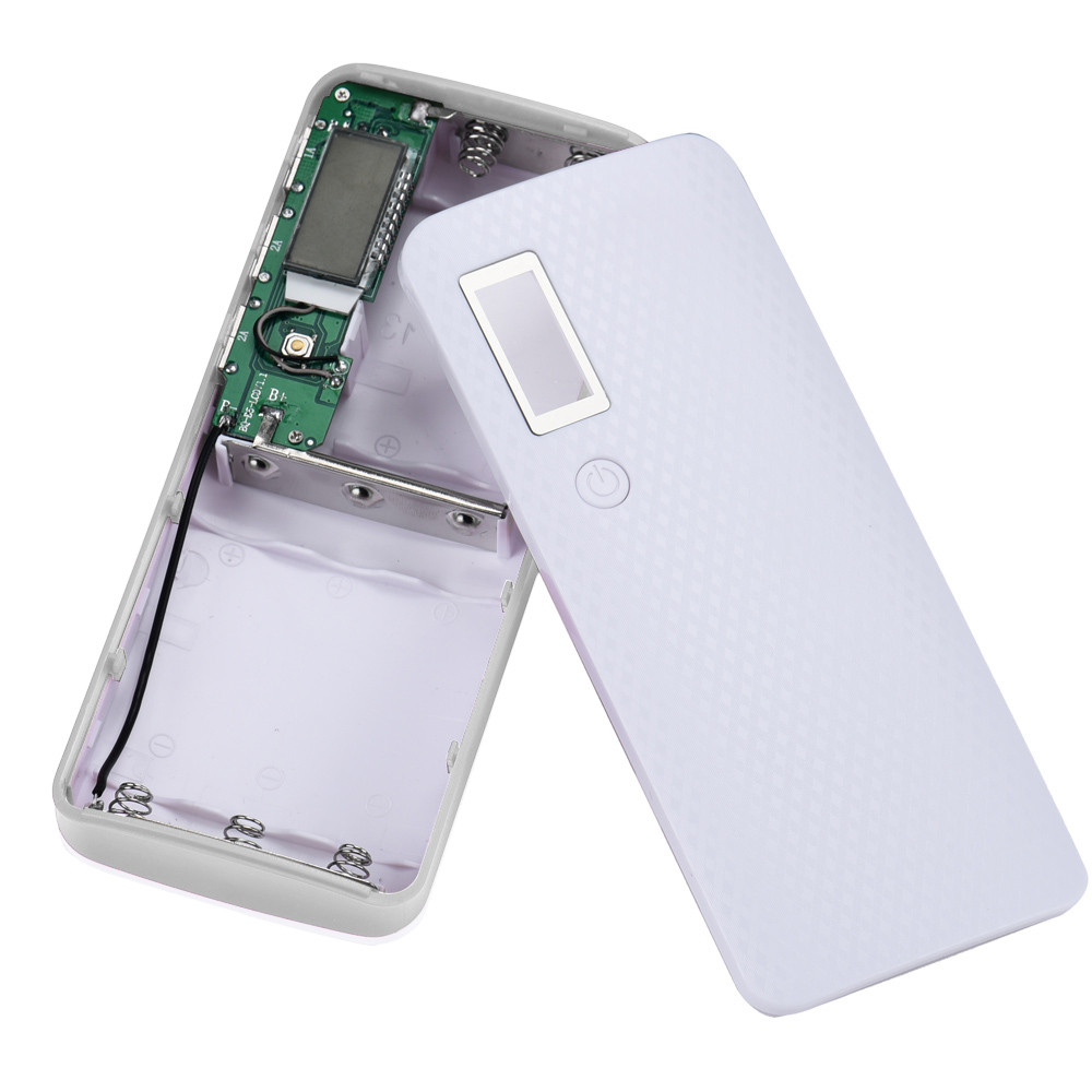 Powerbank 3x USB 1-2A + LED + Дисплей/Повербанк потрійний USB плюс ліхтарик Білий без батарей