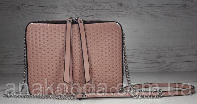 кросс-боди, пудровая розовая, тиснение сумочка пудра