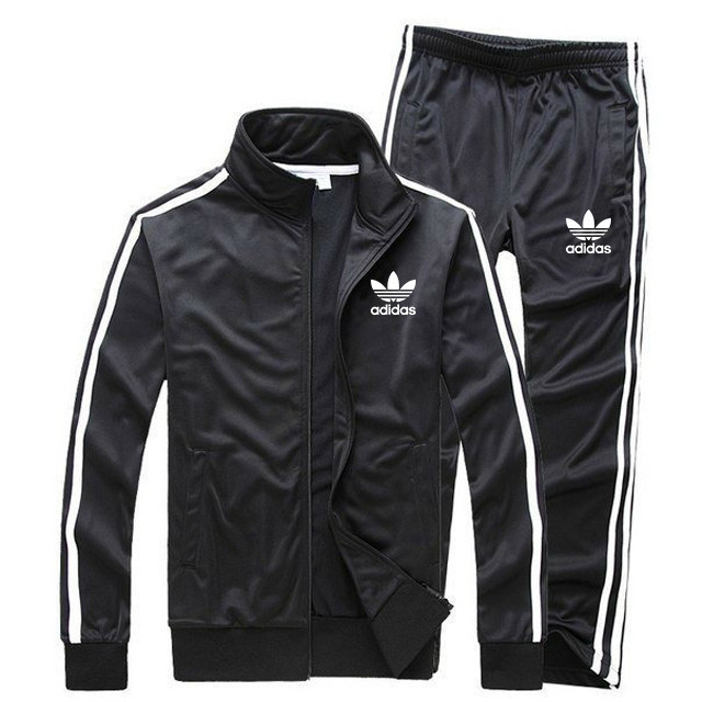 Черный мужской спортивный костюм Adidas с лампасами (Адидас) - фото 1 - id-p979406886