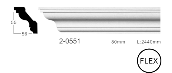 Карниз стельовий гладкий Classic Home 2-0551 flex, ліпний декор з поліуретану