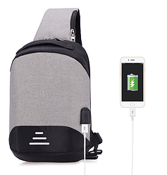 Сумочка-рюкзак антивор Baibu Mini з USB-рюкзак через плече Сіра