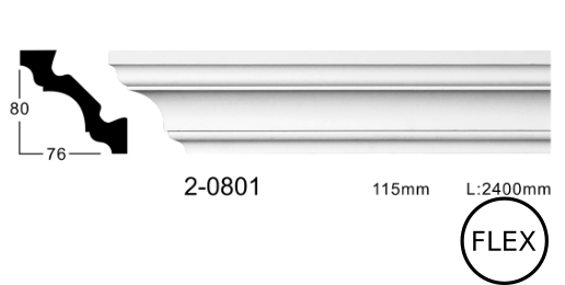 Карниз стельовий гладкий Classic Home 2-0801 flex, ліпний декор з поліуретану