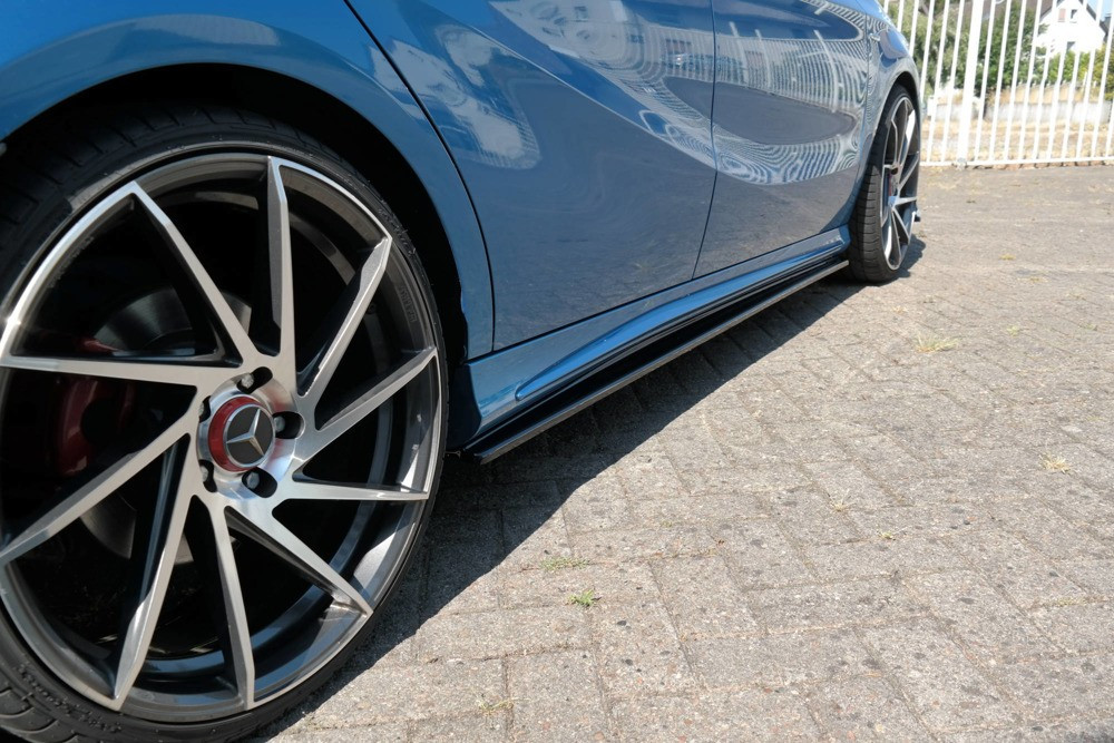 Пороги Mercedes W176 AMG-Line (12-15) тюнінг обвіс елерон спліттер, фото 1