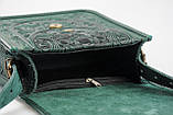 Шкіряна сумка жіноча, зелена сумочка з металевими елементами, сумка через плече, фото 3