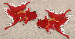 Красива вишивка "Золота рибка" біло-червона від студії LadyStyle.Biz