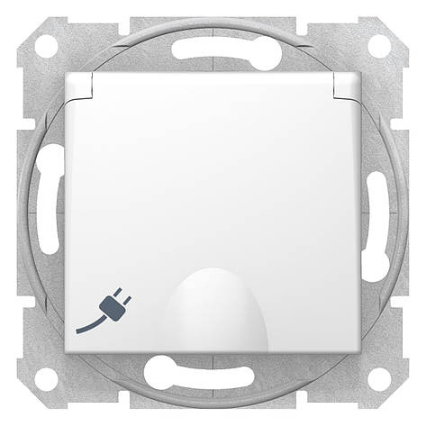 Розетка з заземленням, з кришкою біла Sedna Schneider Electric SDN3100121, фото 1