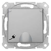 Розетка с заземлением, с крышкой алюминий Sedna Schneider Electric SDN3100160