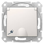 Розетка з заземленням, з кришкою IP44 cлонова кістка Sedna Schneider Electric SDN3100323