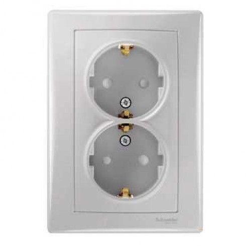 Розетка подвійна з заземленням алюміній Sedna Schneider Electric SDN3000460