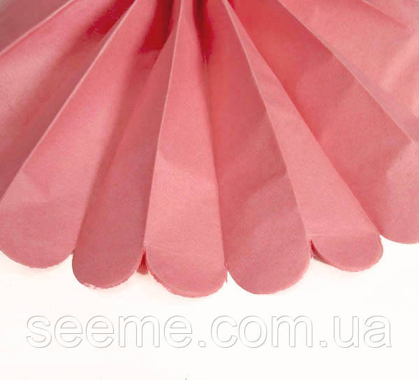 Паперові помпони з тиш'ю «Island pink», діаметр 25 см.