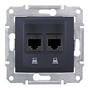 Розетка комп'ютерна подвійна графіт RJ45 кат.5е UTP Schneider Electric Sedna SDN4400170