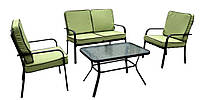 Набір літніх садових меблів металевих для вулиці Veracruz чорний / салатовий (стіл, диван, 2 крісла) TM AMF