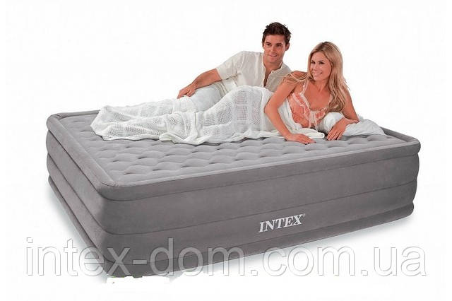 Надувне ліжко Intex 66958 "Ultra Plush" (152х203х46см) з насосом 220В