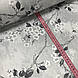 Сатин (ТУРЦИЯ шир. 2,4 м) цветы на веточках на сером( КУПОН), фото 3