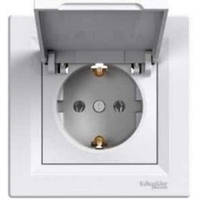 Розетка 2К+З +кришка, 16 А, німецький стандарт біла Schneider Electric Asfora