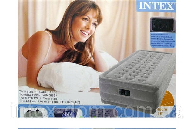 Надувні ліжка Intex Ultra Plush Twin 67952 з вбудованим насосом 220 В (99 x 191 x 46 см)