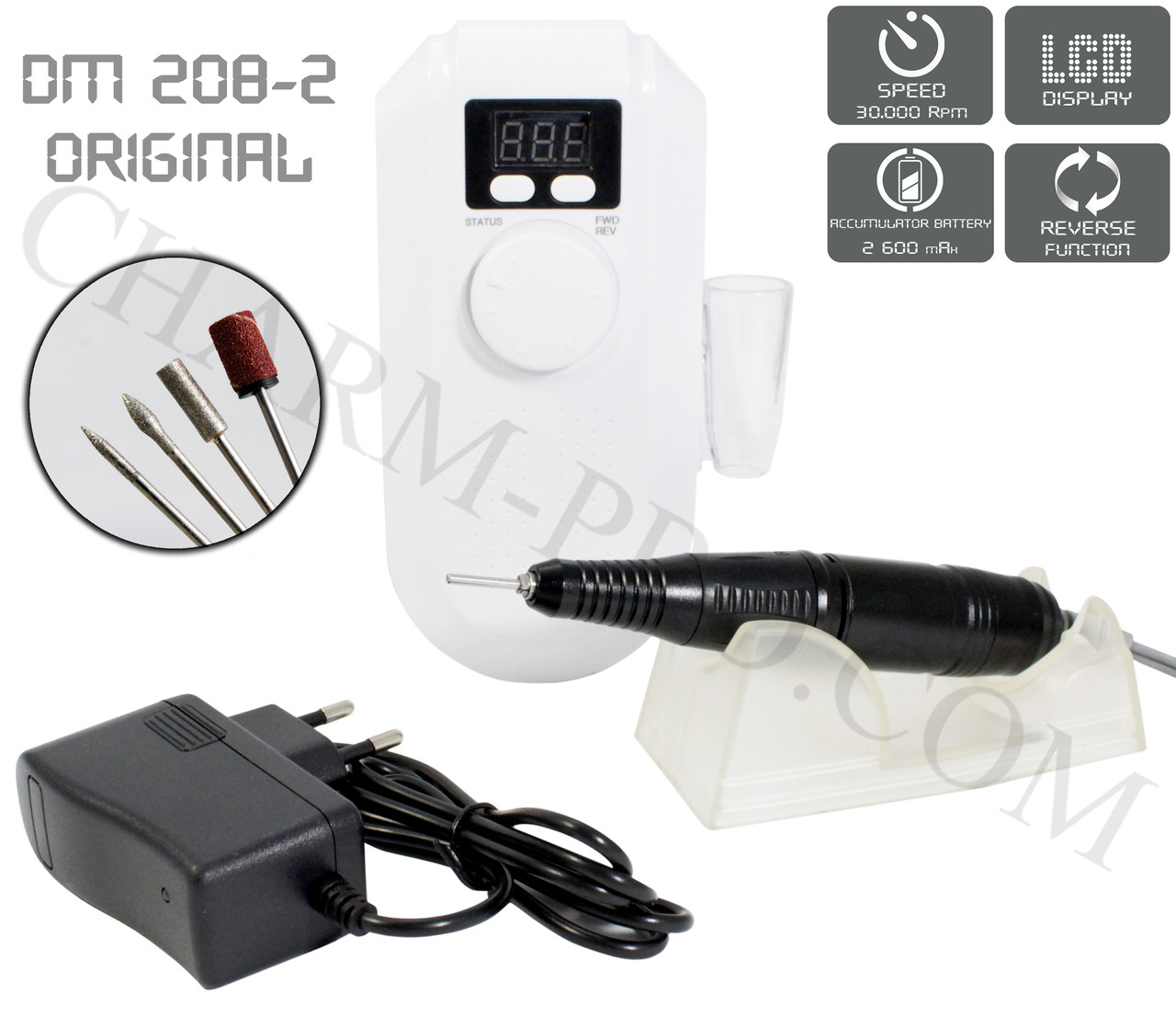 Фрезер для манікюру та педикюру з LCD-дисплеєм DM-208-2 (30000 об/хв)