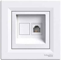 Розетка телефонна RJ11, 1-я, 4 контакти біла Schneider Electric Asfora