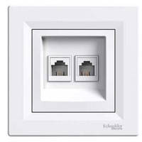 Розетка телефонна RJ11, 2-я, 4 контакти біла Schneider Electric Asfora