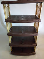 Полиця для взуття пластикова Ротанг 5 ярусна (коричнево-бежева) Сонер OST-1253