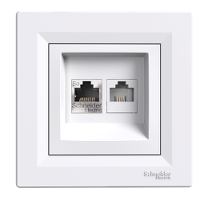 Розетка телефонна RJ11+RJ45 кат, 5 UTP біла Schneider Electric Asfora