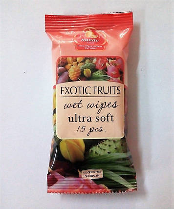 Вологі серветки ТМ Snow Wiper EcoRelax "Exotic Fruits wet wipes" 15шт (1023), фото 1