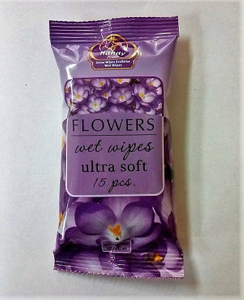 Вологі серветки ТМ Snow Wiper EcoRelax "Flowers wet wipes" 15шт (0996), фото 1