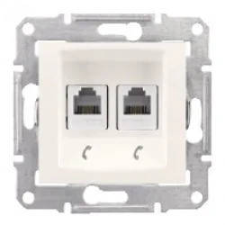 Розетка телефонна RJ11 подвійна слонова кістка Sedna Schneider Electric SDN4201123, фото 1