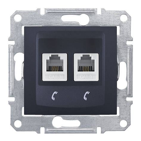Розетка телефонна RJ11 подвійна графіт Sedna Schneider Electric SDN4201170, фото 1
