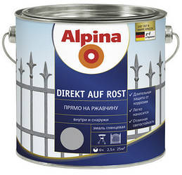 Alpina Direkt auf Rost, Серое окно RAL 7040 . Емаль для нанесення прямо на іржу, для сталі та заліза.