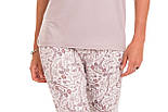 Піжама жіноча з брюками віскозна домашня одяг демісезонна, бежева, фото 4