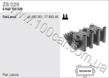 Котушка запалювання Beru ZS029 (0040100029) для Fiat, BRAVA 1,6 16V / BRAVO I 1,6, 1,6 16V / DOBLO 1,6 Natural Power / MAREA 1,6