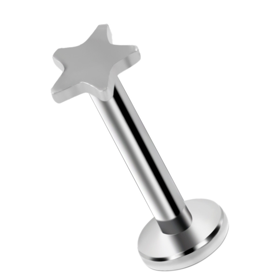 Лабрет "Зірка" медична сталь сріблястий