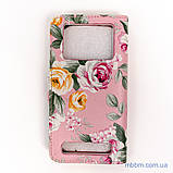 Чехол Book-case universal L pink flowers, фото 2