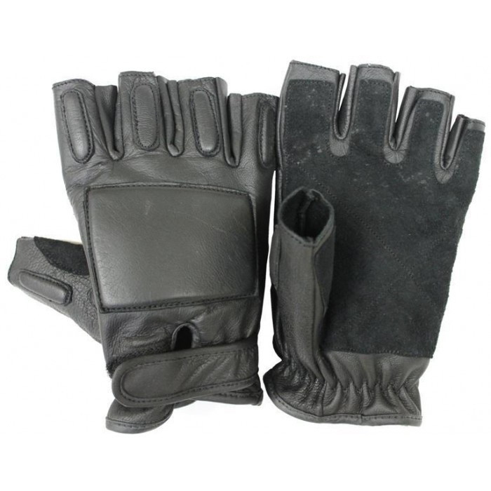 Тактические перчатки кожаные беспалые с защитными вставками MilTec Black 12515002 - фото 2 - id-p99293558