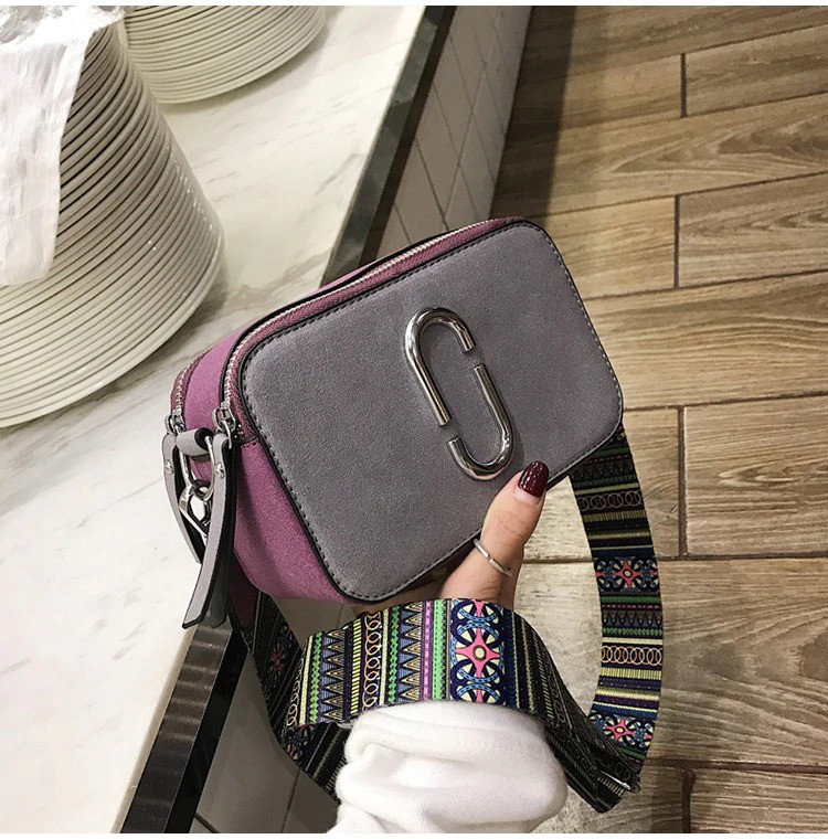 Сумка жіноча Camera Bag з текстильним ремінцем у стилі Marc Jacobs (сіра)