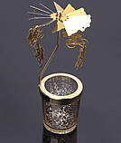 Підсвічник-карусель обертовий Удвох на велосипеді золотистий / Декоративний настільний свічник, фото 2