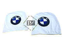 Чехол подголовника с логотипом BMW белый (2 шт.)