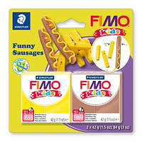 Набір полімерної глини Фімо FIMO Kids "Веселі ковбаски", 2 шт.глини в наборі
