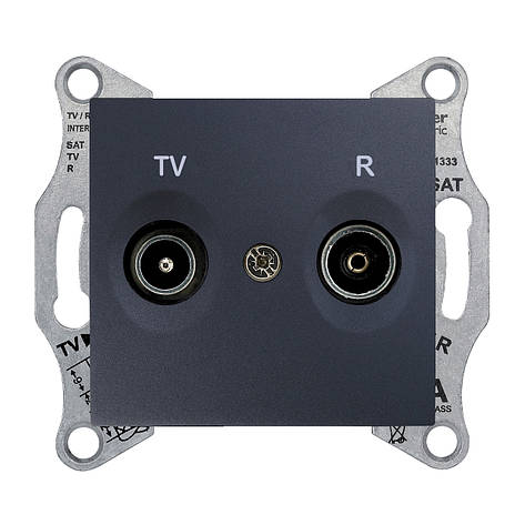 Розетка TV/R прохідна графіт Sedna Schneider Electric SDN3301870, фото 1