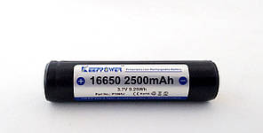 Акумулятор 16650 Keeppower 3,7 V 2500mAh з захистом (Li-ion)