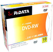 Диск RIDATA DVD-RW 4,7 Gb 2x Printable, Slim case (10шт)
